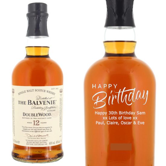 Personalised Balvenie 12 Year Old Double Wood Single Malt Whisky 70cl