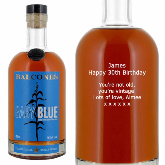 Personalised Balcones Baby Blue Corn Whiskey 75cl