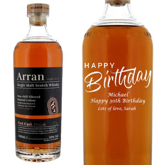 Personalised Arran Port Wine Cask Finish Single Malt Whisky 70cl