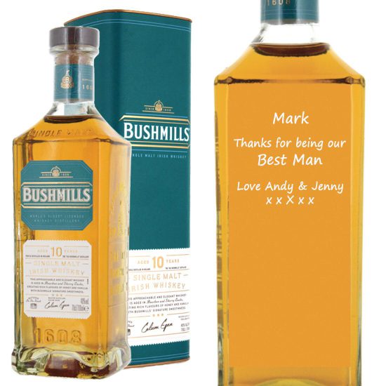 Personalised Bushmills 10 Year Old Single Malt Irish Whiskey 70cl