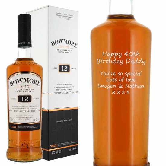 Personalised Bowmore 12 Year Old Islay Single Malt Whisky 70cl