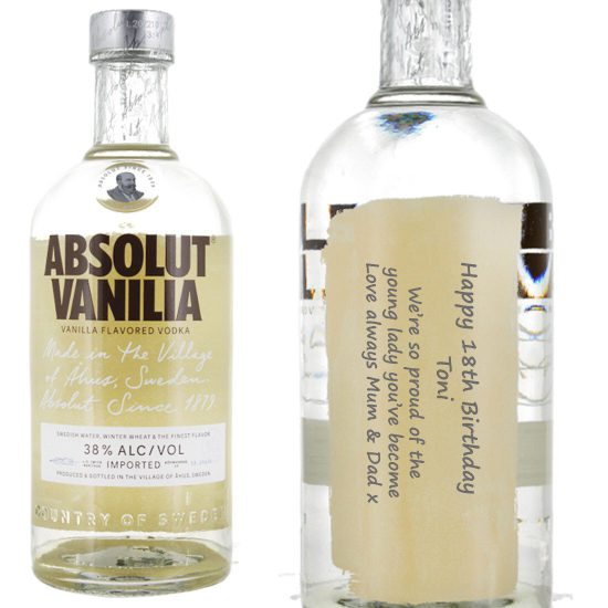 Personalised Absolut Vanilla Vodka 70cl