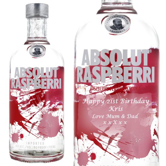 Personalised Absolut Raspberri Vodka 70cl