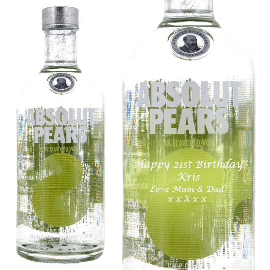 Personalised Absolut Pears Vodka 70cl