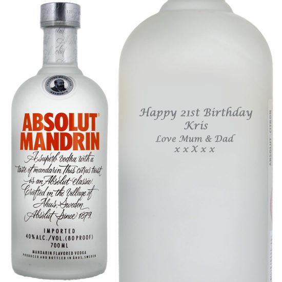 Personalised Absolut Mandarin Vodka 70cl