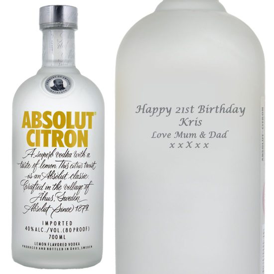 Personalised Absolut Citron Vodka 70cl
