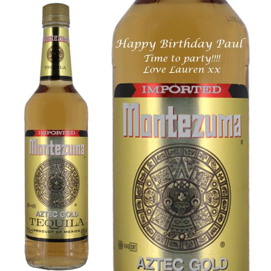 Personalised Montezuma Gold Tequila 70cl