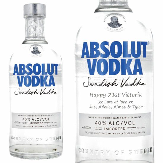 Personalised Absolut Blue Vodka 70cl