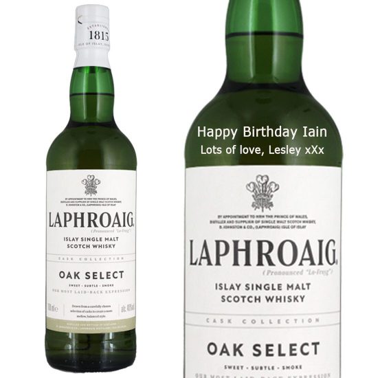 Personalised Laphroaig Oak Select Single Malt Whisky