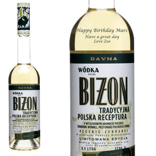 Personalised Davna Bizon Vodka 50cl
