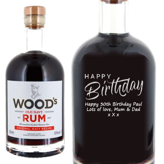 Personalised Wood's Old Navy Dark Rum 70cl