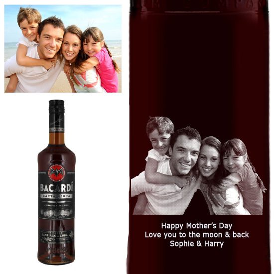 Photo Engraved Bacardi Carta Negra Black Rum 70cl