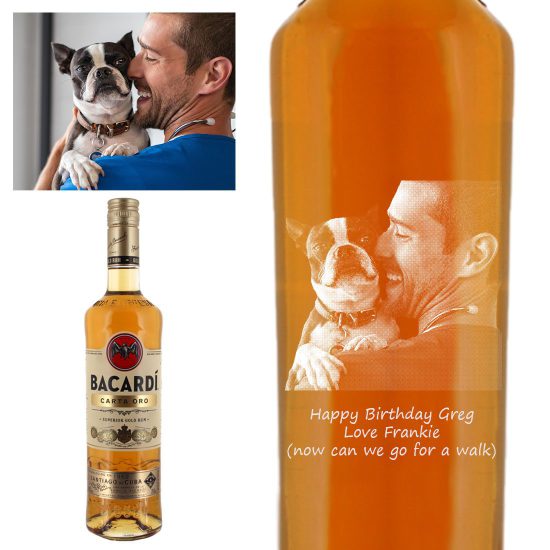 Photo Engraved Bacardi Oro Rum 70cl