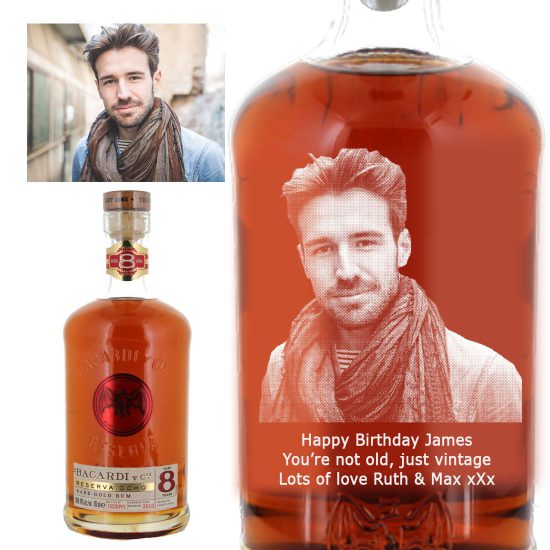 Photo Engraved Bacardi Reserve Ocho 8 Year Old Rum 70cl