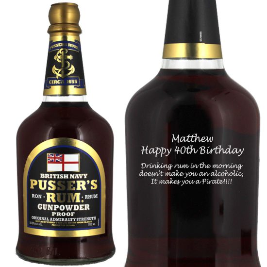 Personalised Pussers Gunpowder Rum 70cl
