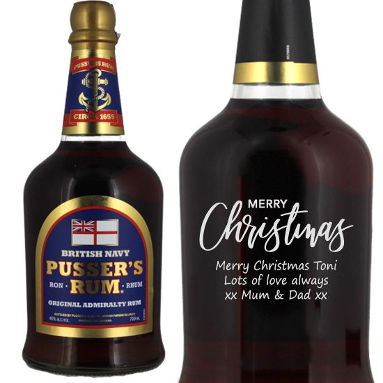 Personalised Pussers Blue Label Rum 70cl