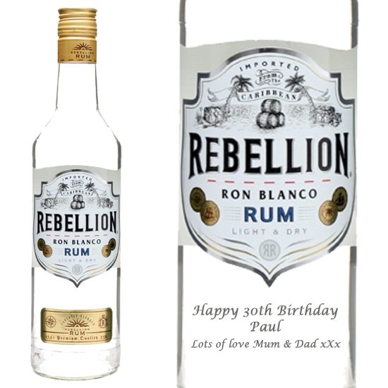 Personalised Rebellion White Rum 70cl