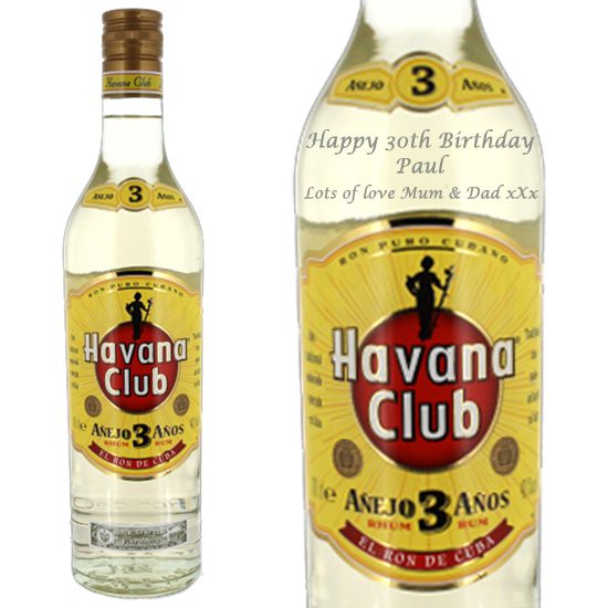 Personalised Havana Club 3 Year Old Rum 70cl