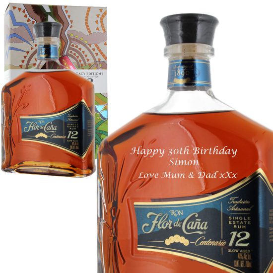 Personalised Flor de Cana 12 Year Old Rum 70cl