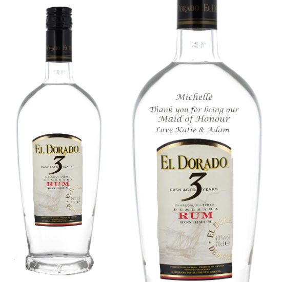 Personalised El Dorado 3 Year Old Rum 70cl