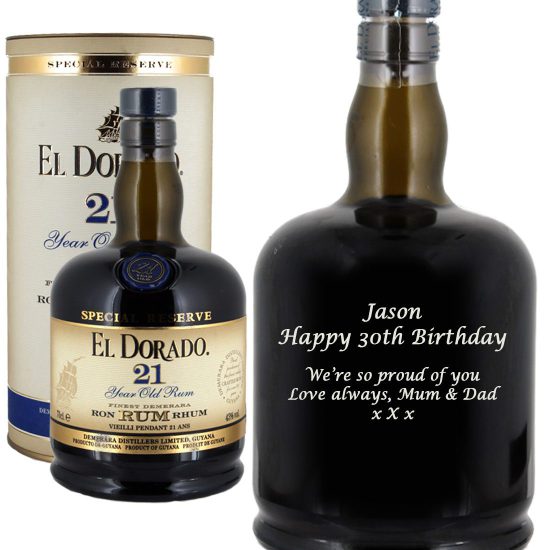 Personalised El Dorado 21 Year Old Rum 70cl