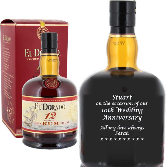 Personalised El Dorado 12 Year Old Rum 70cl