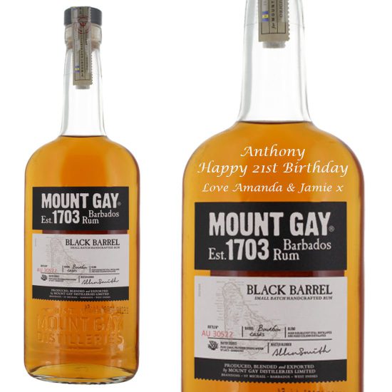 Personalised Mount Gay Black Barrel Rum 70cl