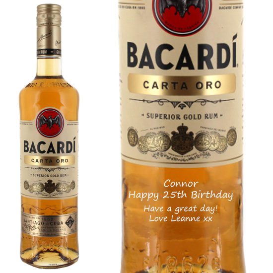 Personalised Bacardi Oro Rum 70cl