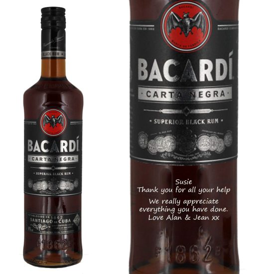Personalised Bacardi Carta Negra Black Rum 70cl