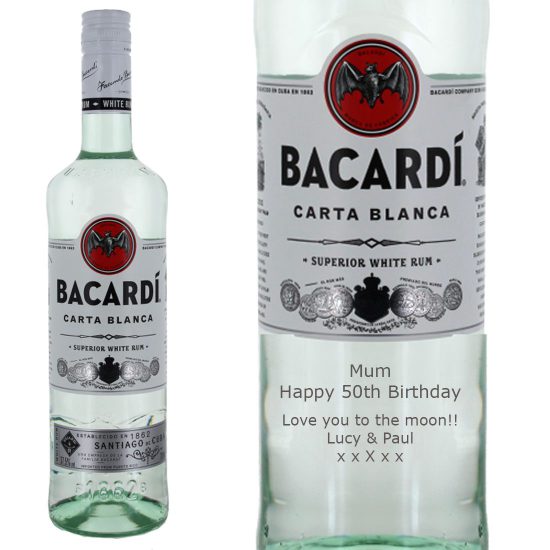 Personalised Bacardi Carta Blanca Rum 70cl