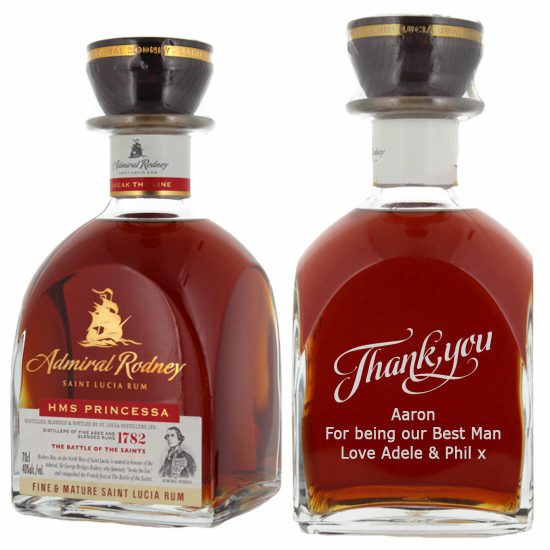 Personalised Admiral Rodney HMS Princessa Rum 70cl