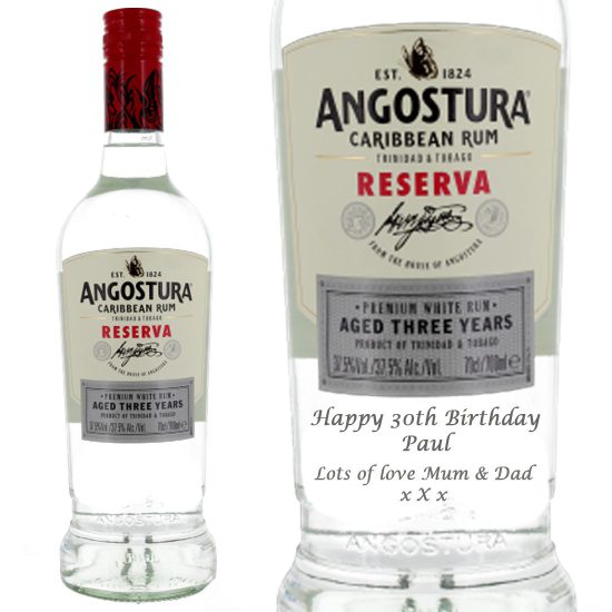 Personalised Angostura 3 Year Old White Rum 70cl