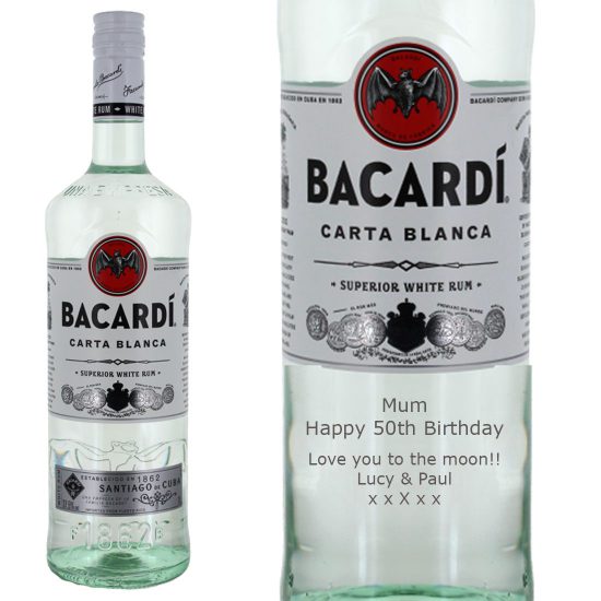 Personalised Bacardi Carta Blanca Rum 100cl