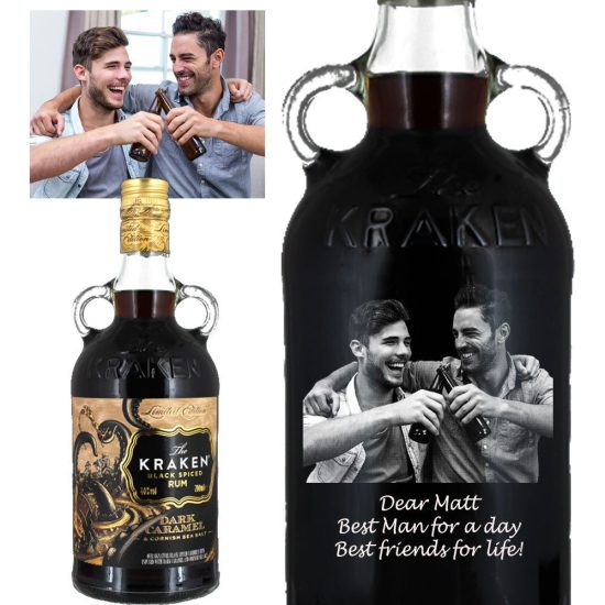 Photo Engraved Kraken Dark Spiced Rum with Caramel and Cornish Sea Salt 70cl