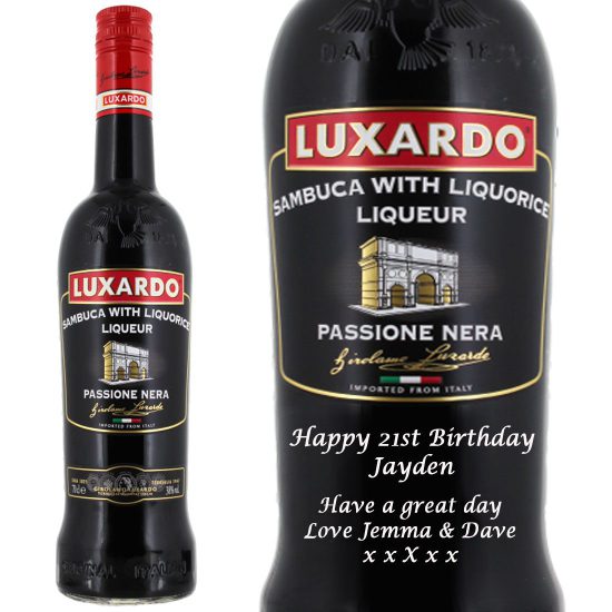 Personalised Luxardo Passione Nera Sambuca 70cl
