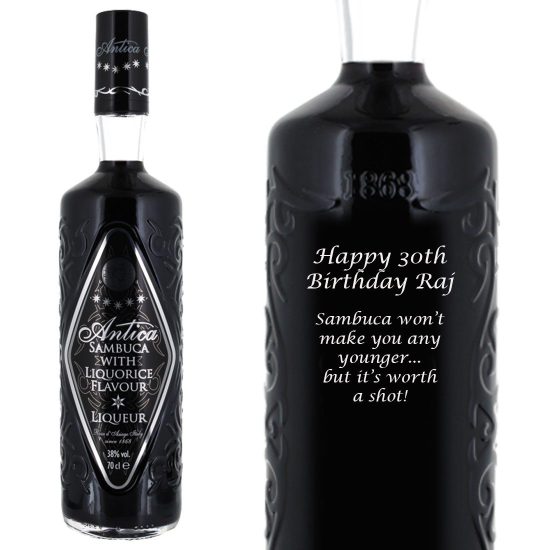 Personalised Antica Black Liquorice Sambuca Liqueur 70cl