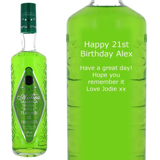 Personalised Antica Sour Apple Sambuca Liqueur 70cl