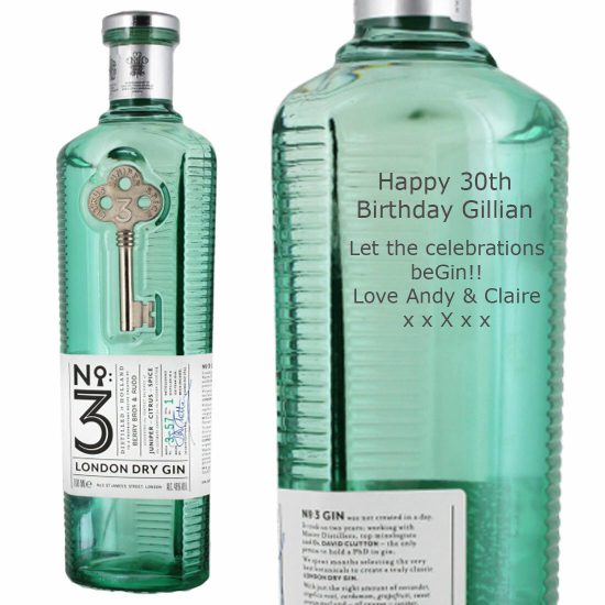 Personalised No3 London Dry Gin 70cl
