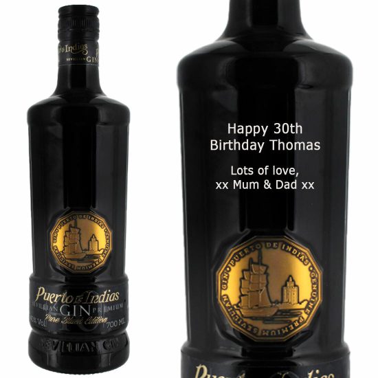 Personalised Puerto De Indias Black Gin 70cl