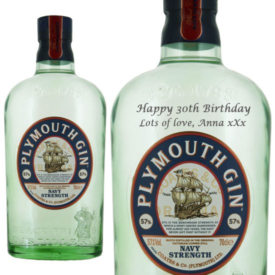 Personalised Plymouth Navy Strength Gin 70cl