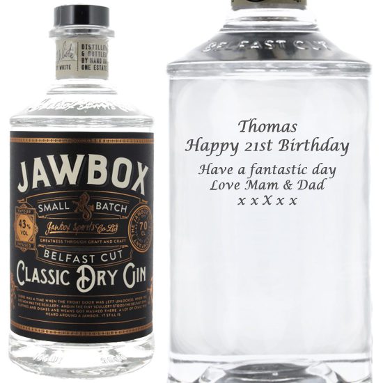 Personalised Jawbox Gin 70cl