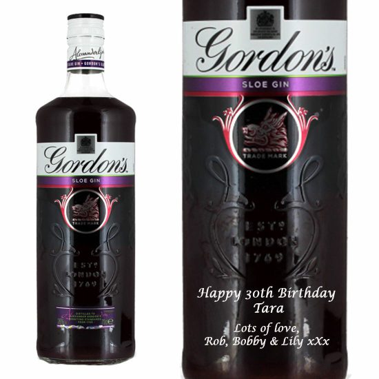 Personalised Gordons Sloe Gin 70cl