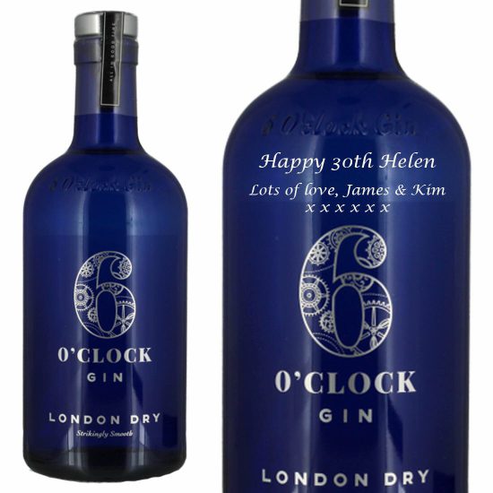 Personalised 6 O'Clock London Dry Gin 70cl