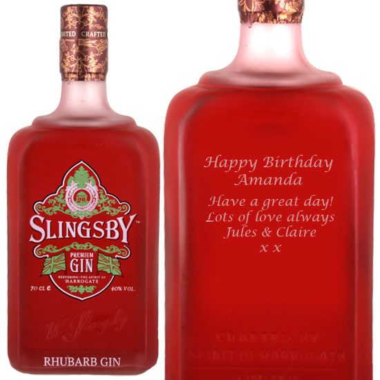 Personalised Slingsby Rhubarb Gin 70cl