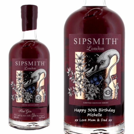 Personalised Sipsmith Sloe Gin 70cl