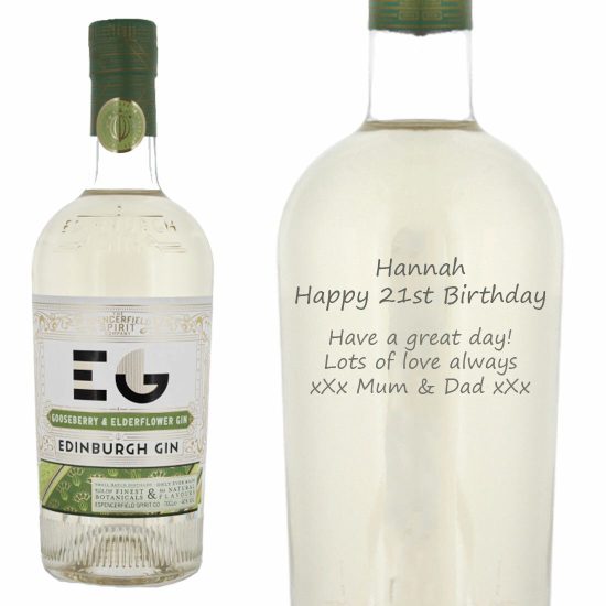 Personalised Edinburgh Gooseberry & Elderflower Gin 70cl