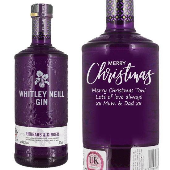 Personalised Whitley Neill Rhubarb and Ginger  Gin 70cl