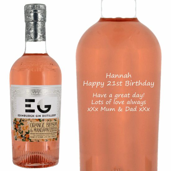 Personalised Edinburgh Orange Blossom & Mandarin Gin Liqueur 50cl