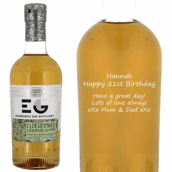 Personalised Edinburgh Elderflower Gin Liqueur 50cl