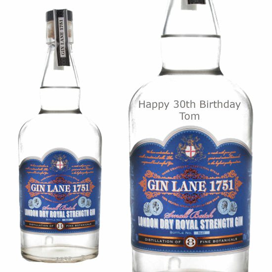 Personalised Gin Lane 1751 Dry Royal Strength 70cl